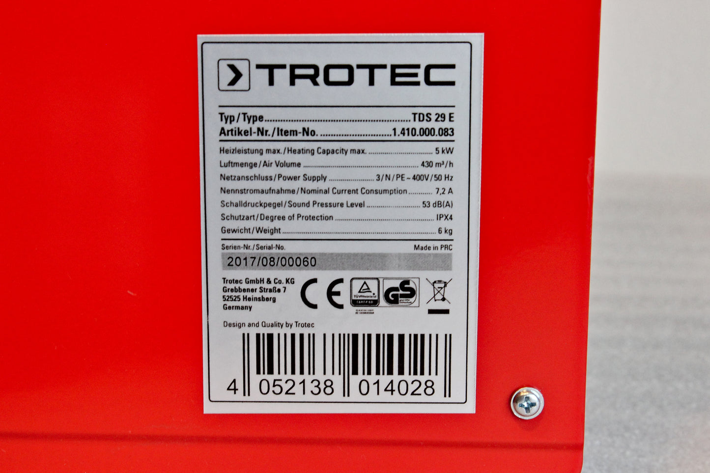 Elektroheizgebläse TDS 29 E